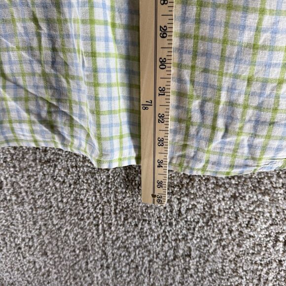 Vineyard Vines Linen Shirt Mens Extra Large Green Blue Plaid Button Up Adult - Picture 9 of 10